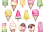 draw watercolor clipart, set of illustrations